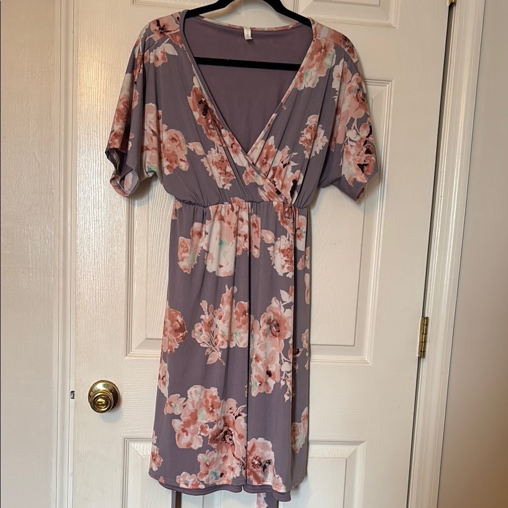 Pinkblush Flutter Sleeve Wrap Midi Dress